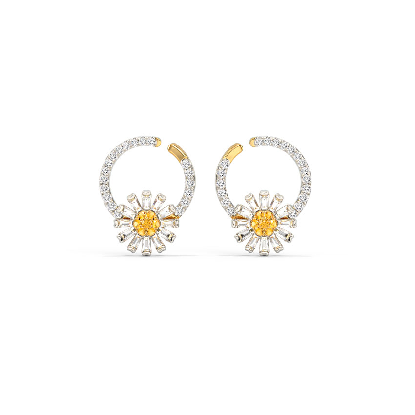 Cheerful Daisy Gemstone Hoop Earrings