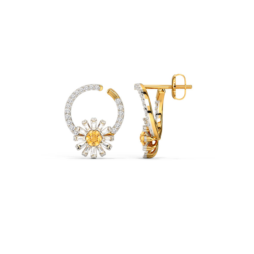 Cheerful Daisy Gemstone Hoop Earrings