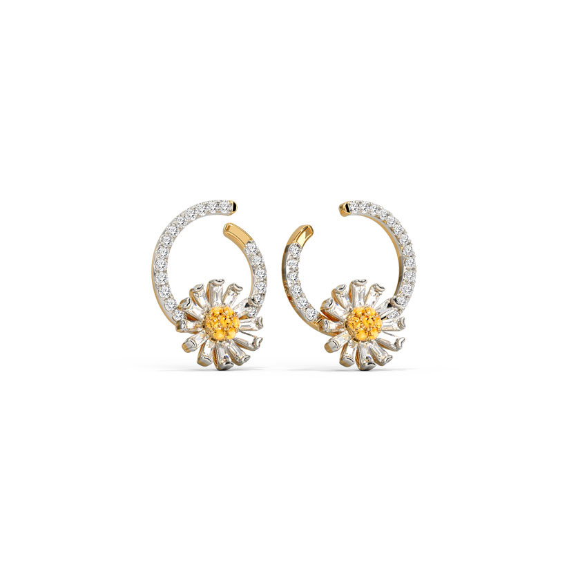 Cheerful Daisy Gemstone Hoop Earrings