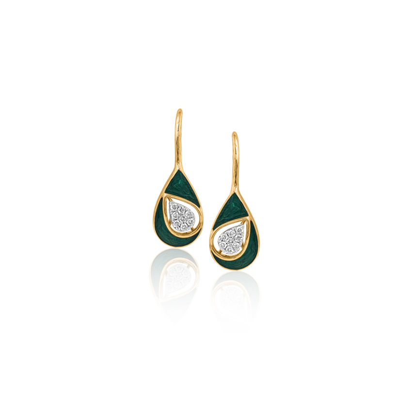 Diamond Earrings 14 Karat Yellow Gold Perky Pear Diamond Drop Earrings