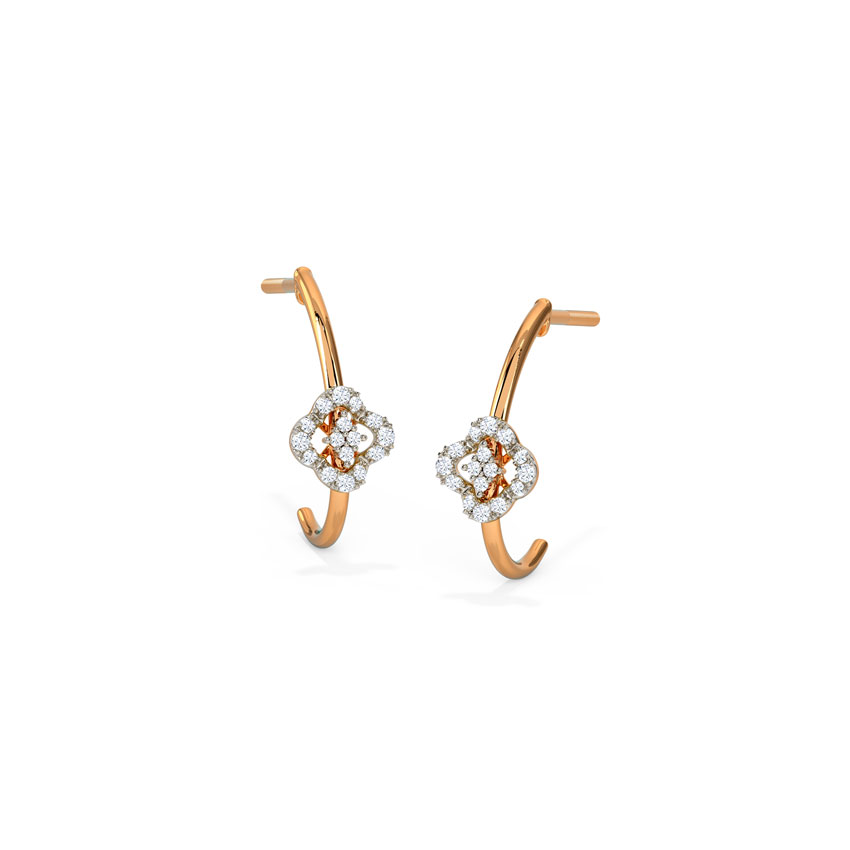 Diamond Earrings 14 Karat Rose Gold Meadow Beauty Diamond Hoop Earrings