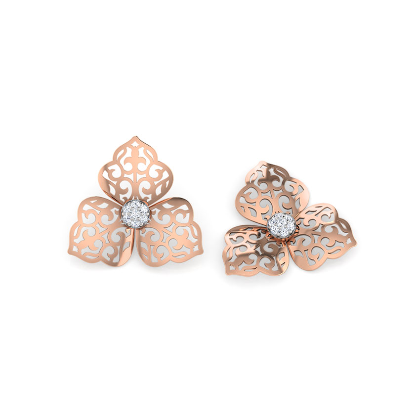 Ornate Petals Diamond Stud Earrings