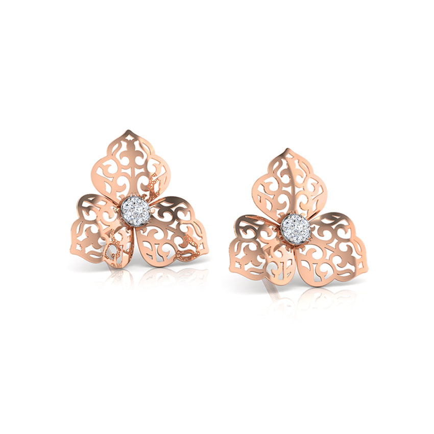 Ornate Petals Diamond Stud Earrings