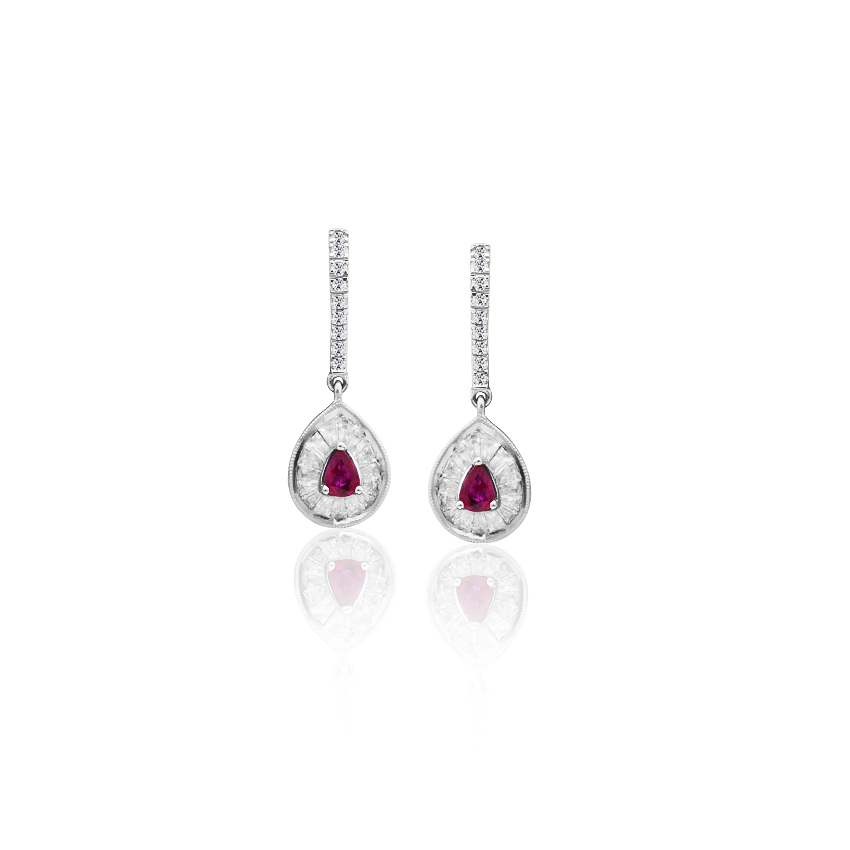 Diamond,Gemstone Earrings 18 Karat White Gold Valerie Pleasing Gemstone Drop Earrings