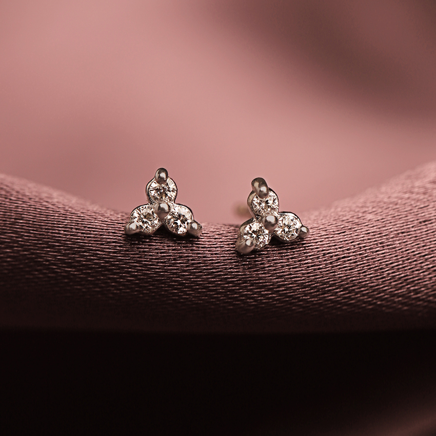 Tri Glint Diamond Stud Earrings