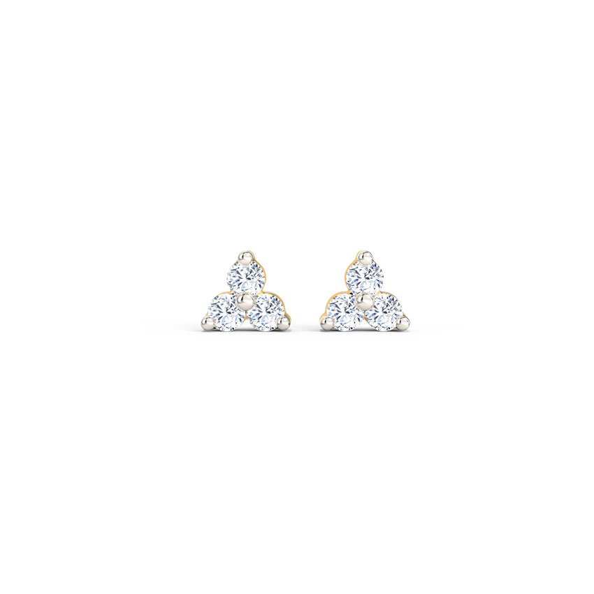 Tri Glint Diamond Stud Earrings