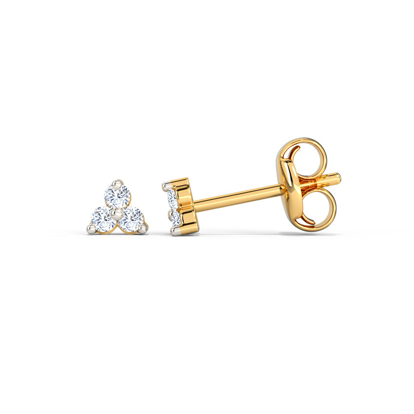 Tri Glint Diamond Stud Earrings