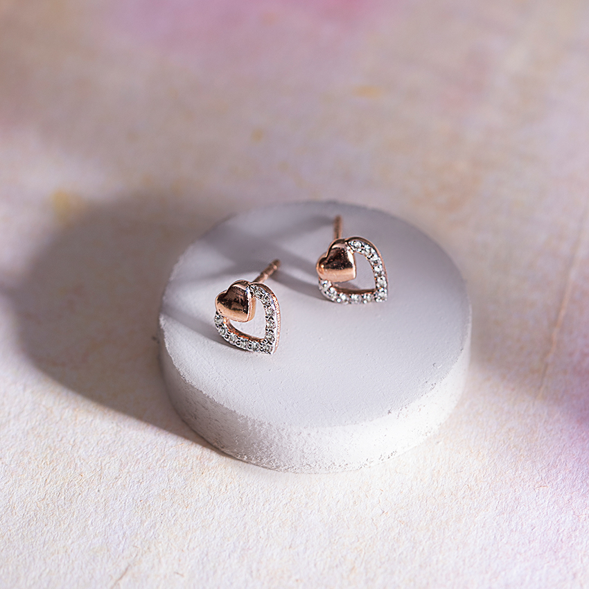 Sparkle Heart Diamond Stud Earrings Sparkle Heart Diamond Stud Earrings
