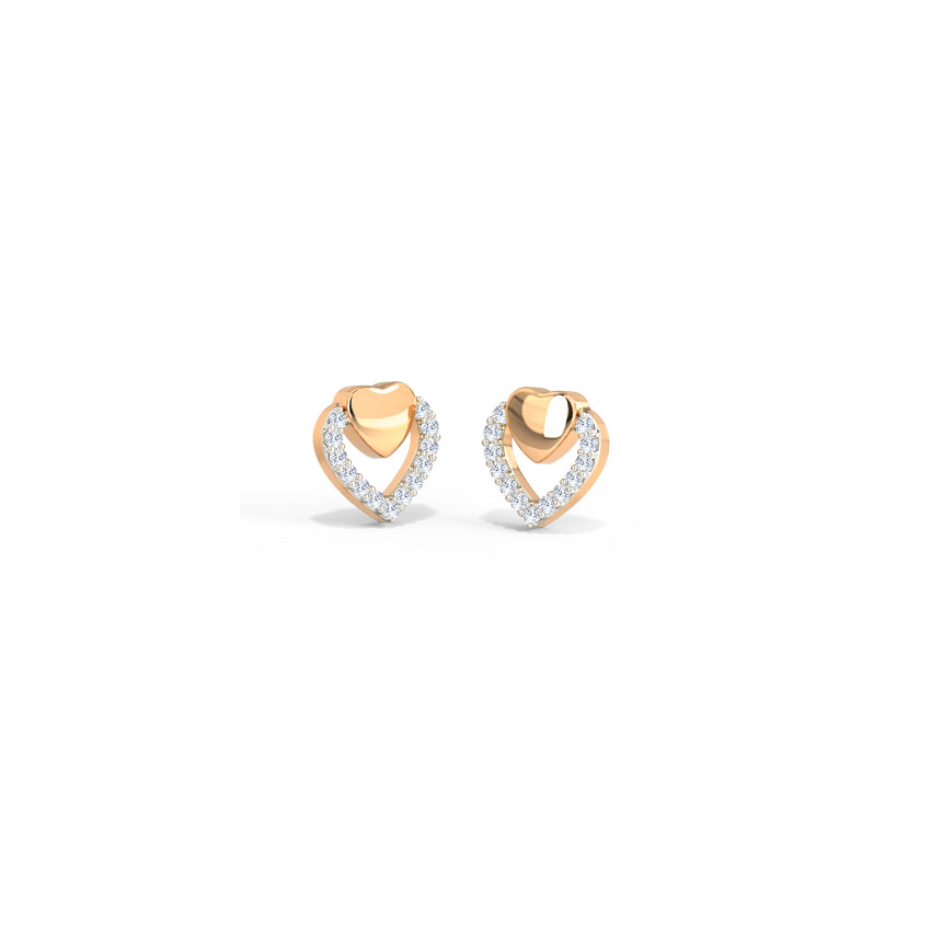 Sparkle Heart Stud Earrings