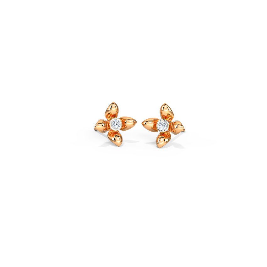 Diamond Earrings 14 Karat Rose Gold Dazzle Bloom Diamond Stud Earrings