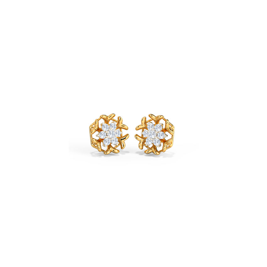 Diamond Earrings 14 Karat Yellow Gold Aster Diamond Stud Earrings