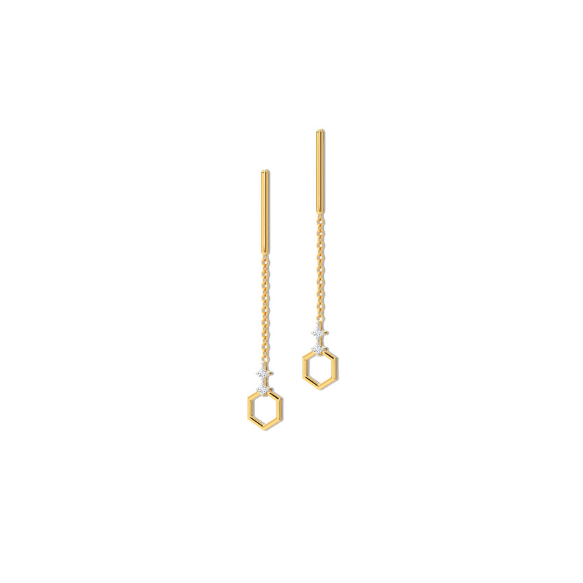 Minimalist Hex Diamond Drop Earrings