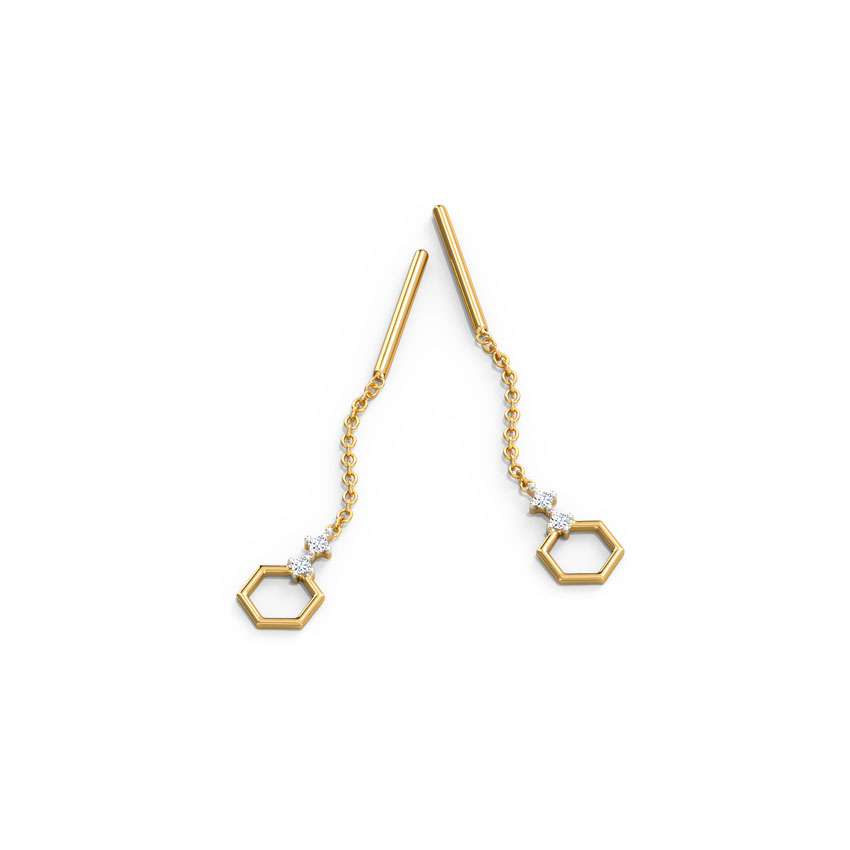 Minimalist Hex Diamond Drop Earrings