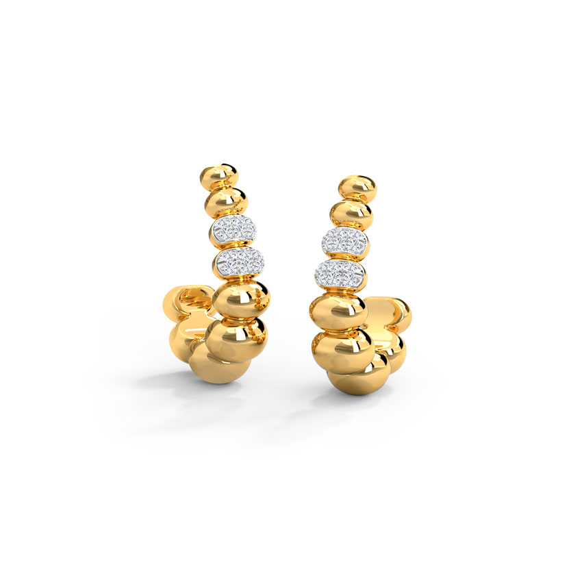 Diamond Earrings 14 Karat Yellow Gold Dreamy Bubbles Diamond Hoop Earrings