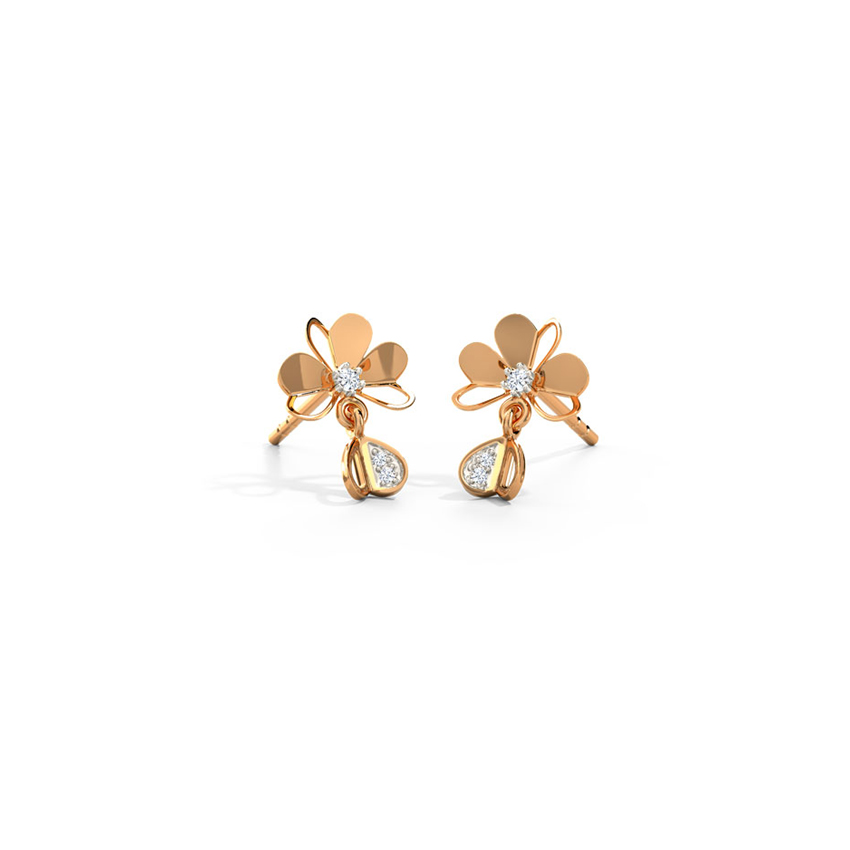 Diamond Earrings 14 Karat Rose Gold Smitten Clover Stud Earrings