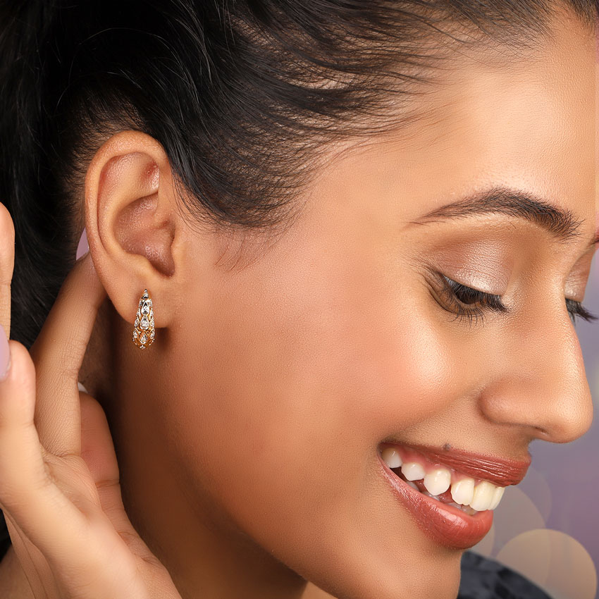 Golden Diamond Hoop Earrings