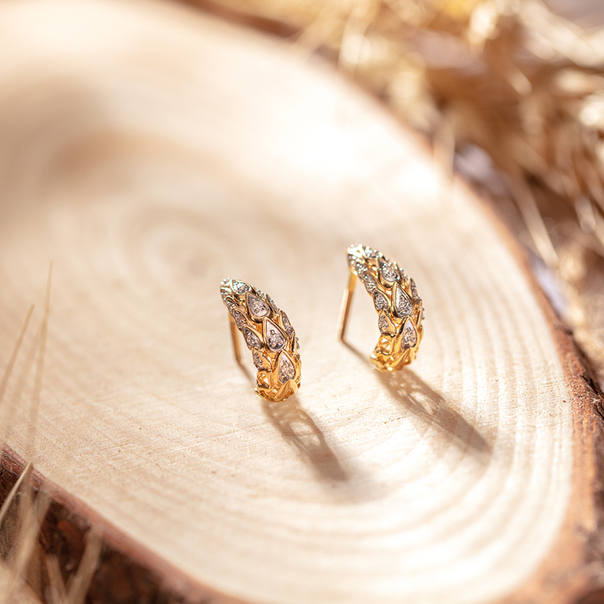 Golden Diamond Hoop Earrings