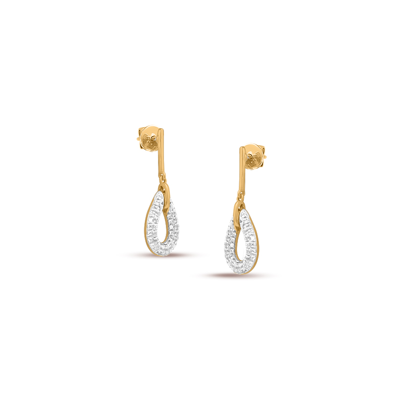 Diamond Earrings 14 Karat Yellow Gold Shimmery Dew Drop Necklace