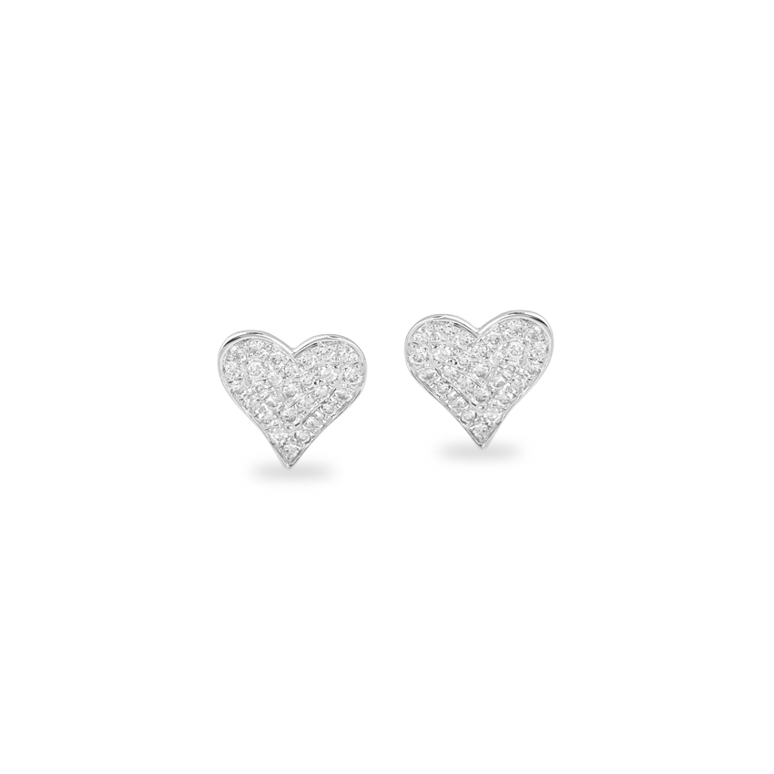 Diamond Earrings 14 Karat White Gold Glittering Love Diamond Stud Earrings