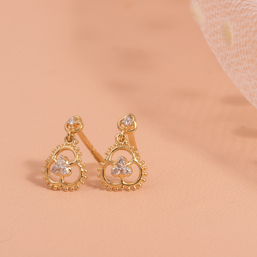 Petite Flower Diamond Drop Earrings