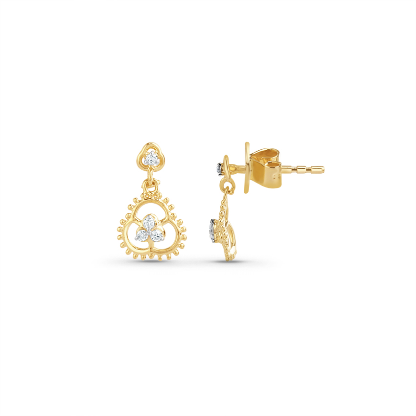 Petite Flower Diamond Drop Earrings