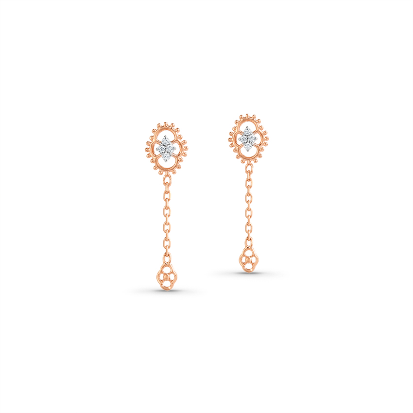 Diamond Earrings 14 Karat Rose Gold Blossom Diamond Drop Earrings