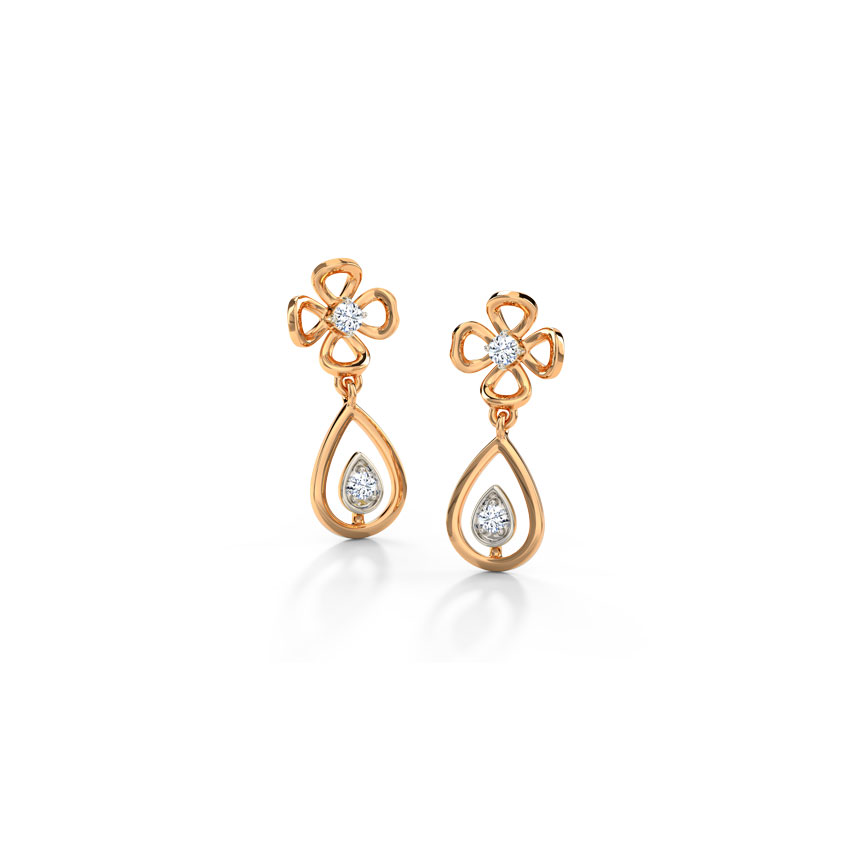 Diamond Earrings 14 Karat Rose Gold Lovely Blossom Diamond Drop Earrings