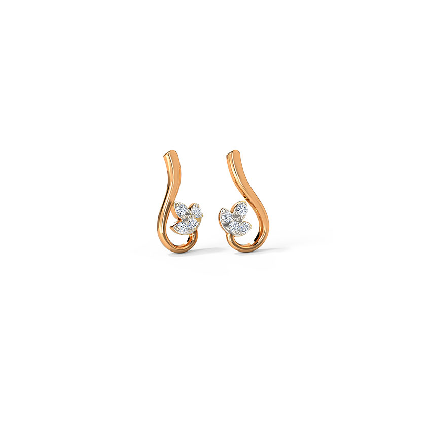 Diamond Earrings 14 Karat Rose Gold Elegant Blooming Diamond Stud Earrings
