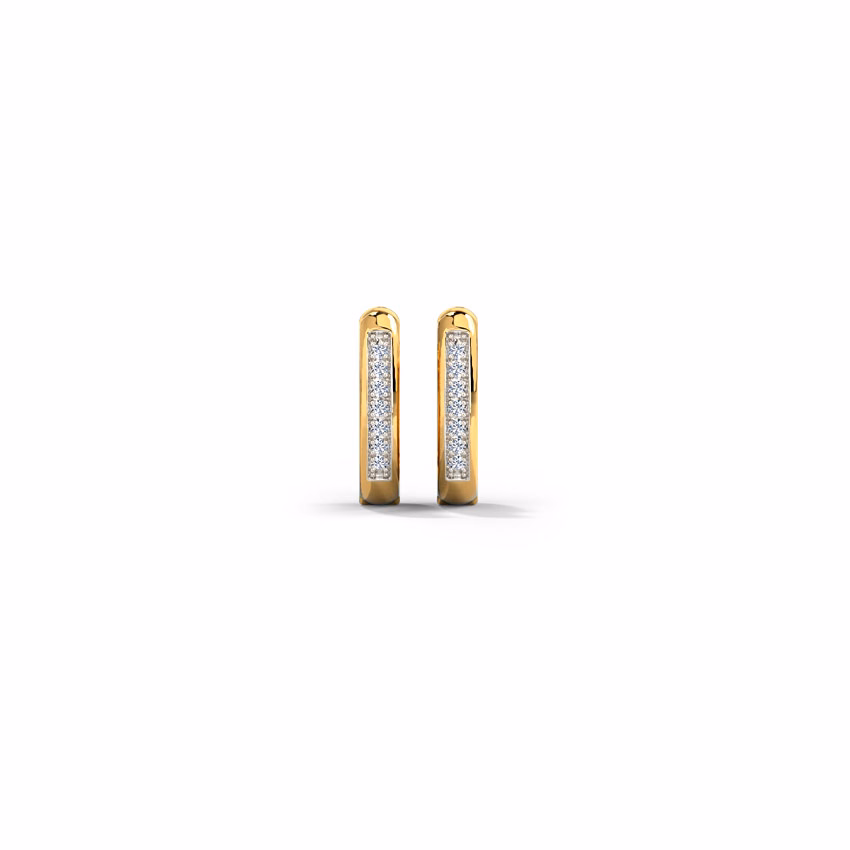 Diamond Earrings 18 Karat Yellow Gold Stellar Dainty Diamond Hoop Earrings