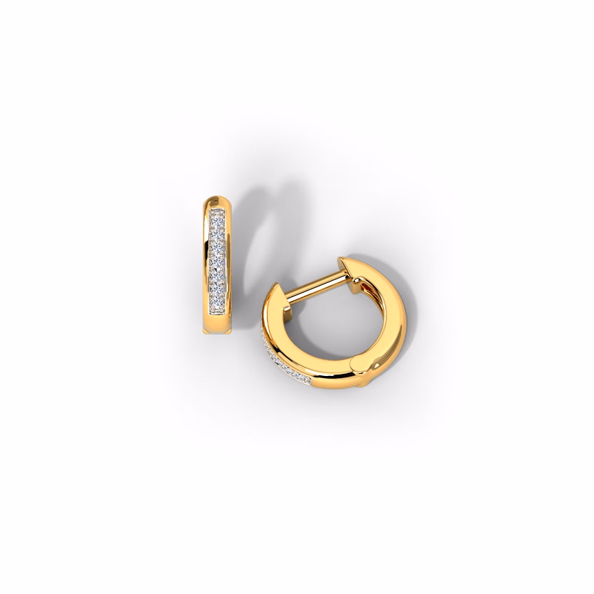 Diamond Earrings 18 Karat Yellow Gold Stellar Dainty Diamond Hoop Earrings