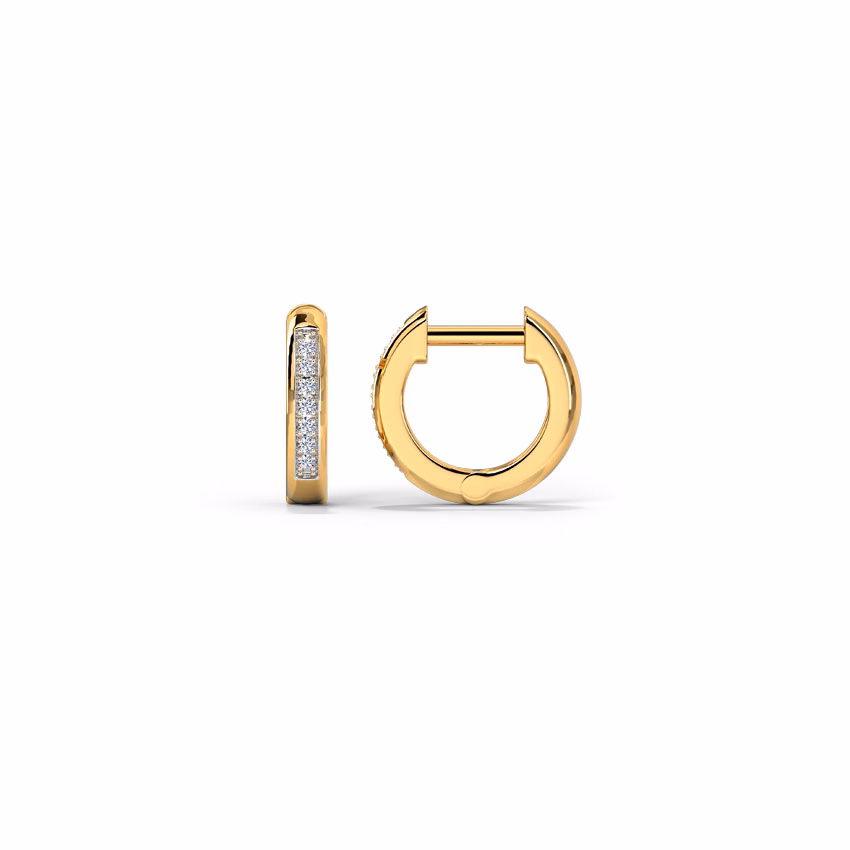 Diamond Earrings 18 Karat Yellow Gold Stellar Dainty Diamond Hoop Earrings