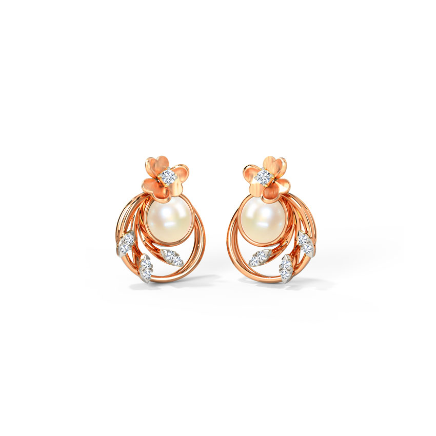 Diamond,Gemstone Earrings 14 Karat Rose Gold Periwinkle Gemstone Stud Earrings