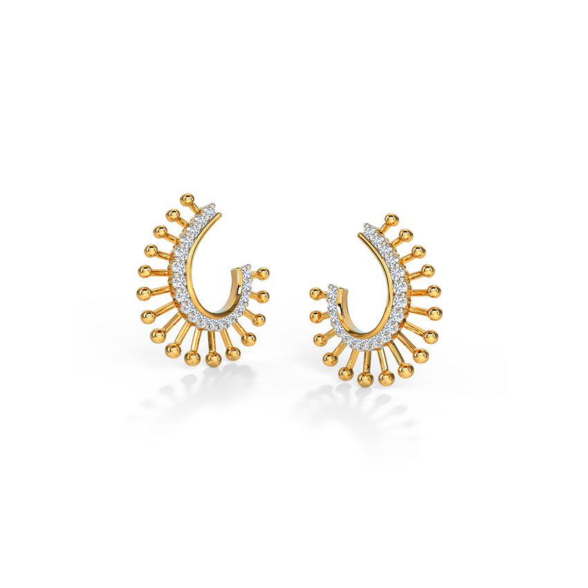 Diamond Earrings 14 Karat Yellow Gold Glam Diamond Hoop Earrings