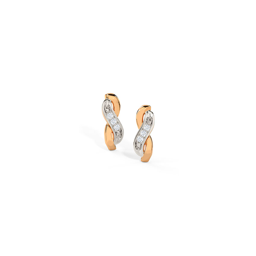 Diamond Earrings 14 Karat Rose Gold Dazzling Infinity Stud Earrings