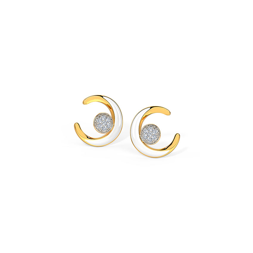 Diamond Earrings 14 Karat Yellow Gold Diana Shining Diamond Stud Earrings