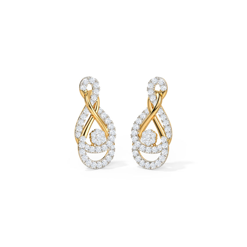 Diamond Earrings 18 Karat Yellow Gold Ele Intertwine Stud Earrings