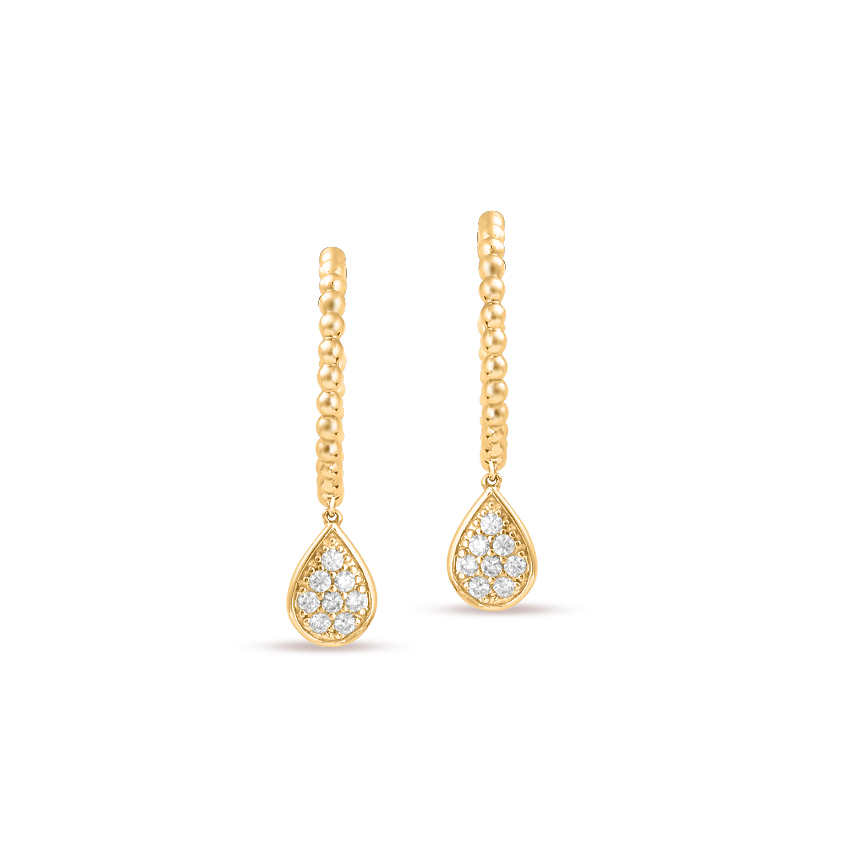 Diamond Earrings 14 Karat Yellow Gold Fetching Pear Hoop Earrings