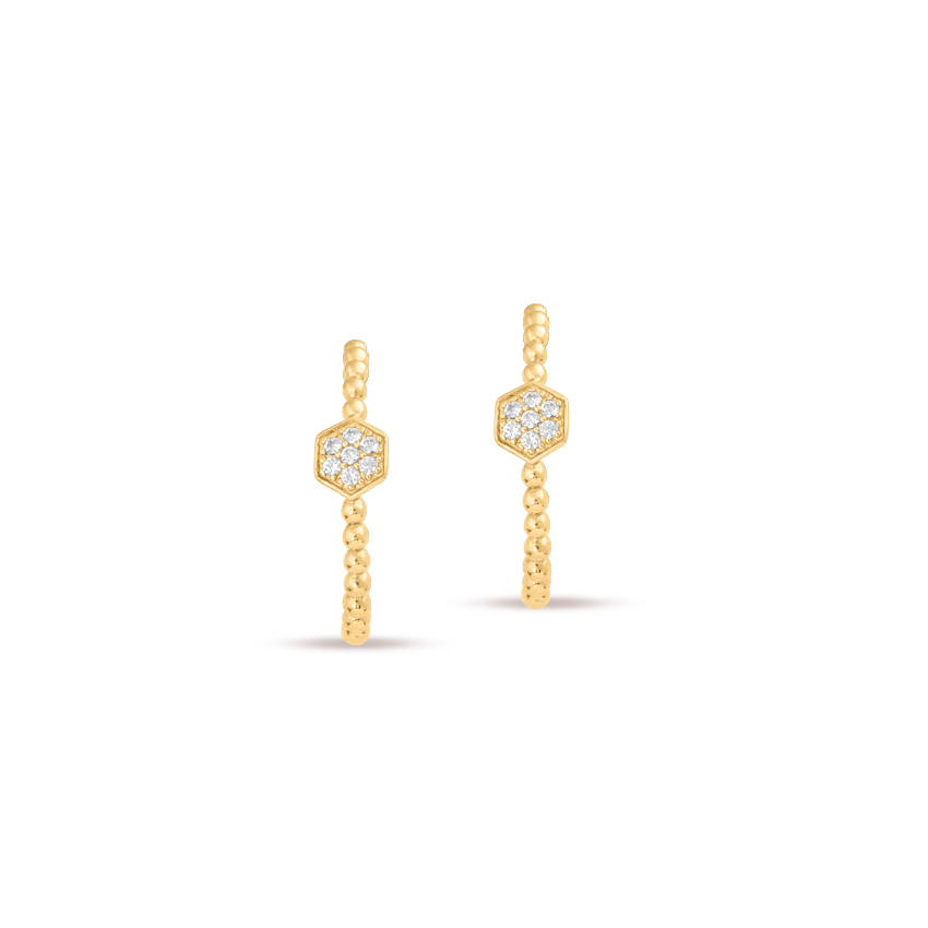 Diamond Earrings 14 Karat Yellow Gold Enchanting Fashion Hoop Earrings
