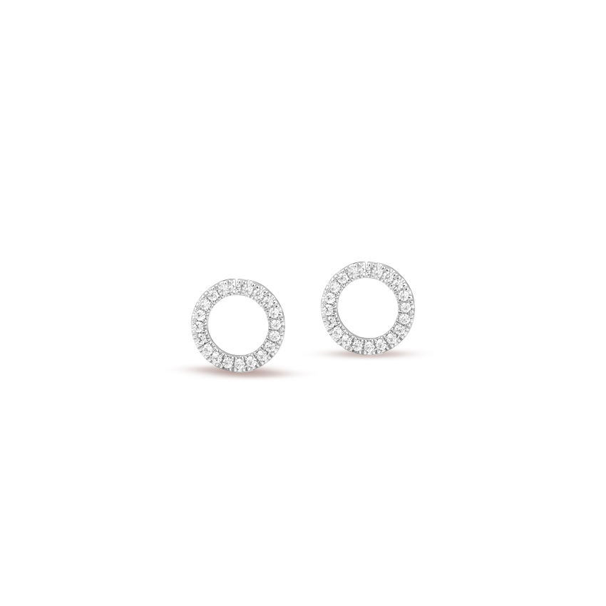 Diamond Earrings 14 Karat White Gold Starry Halo Stud Earrings