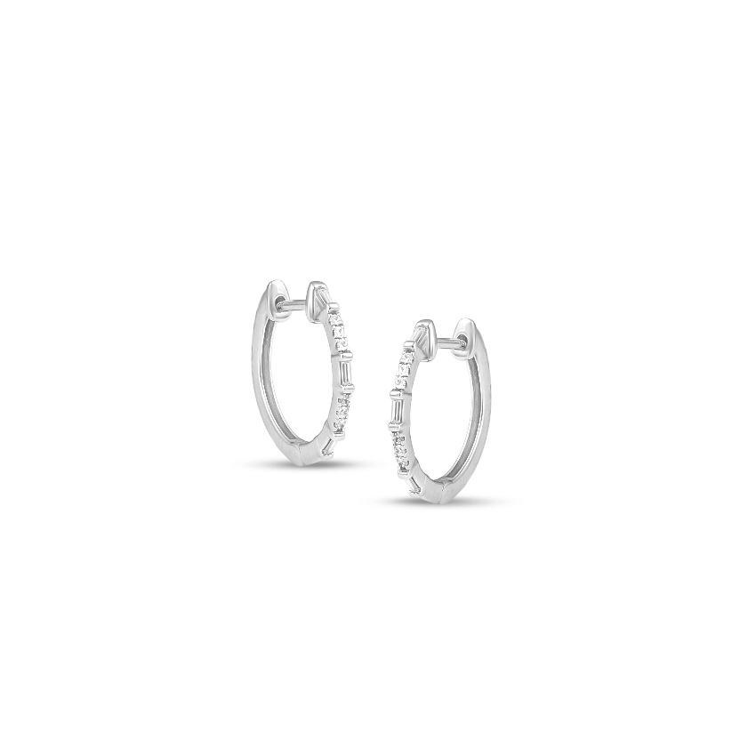 Diamond Earrings 14 Karat White Gold Tahira Diamond Hoop Earrings