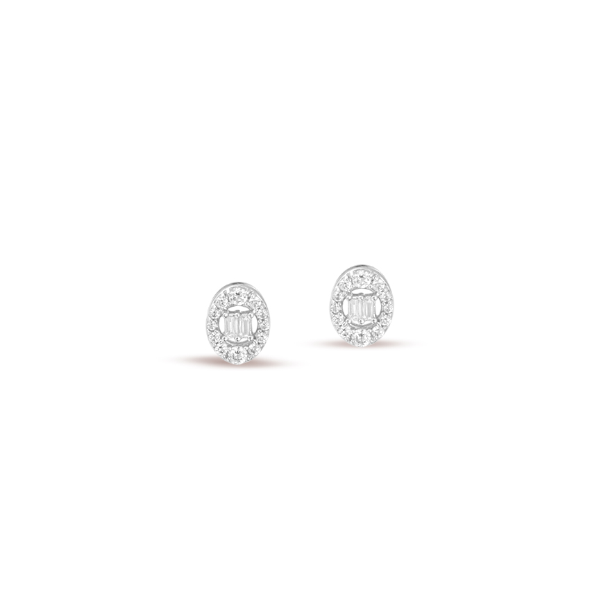 Diamond Earrings 14 Karat White Gold Radiant Circlet Diamond Stud Earrings