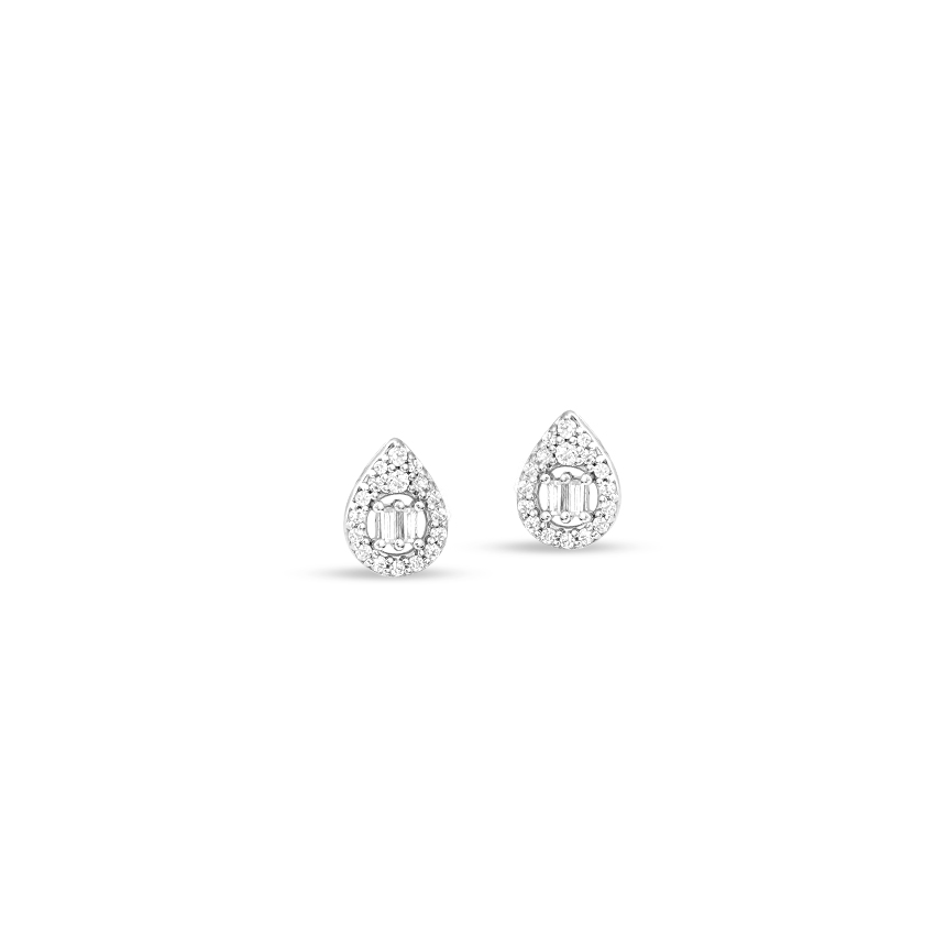 Diamond Earrings 14 Karat White Gold Twinkling Drop Diamond Stud Earrings