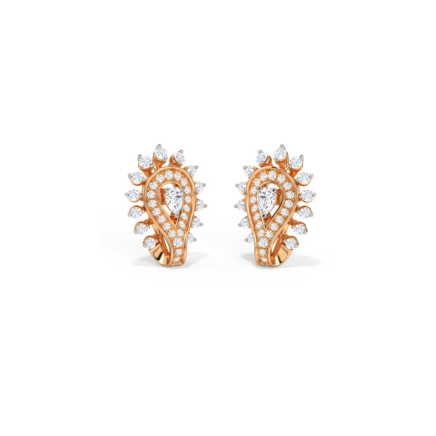 Diamond Earrings 14 Karat Rose Gold Aris Diamond Hoop Earrings