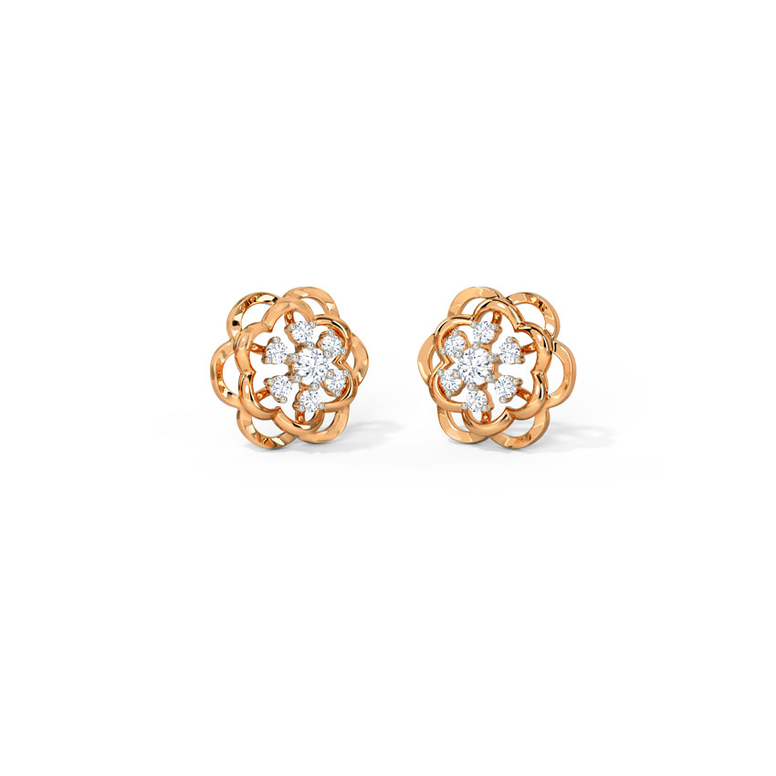 Diamond Earrings 14 Karat Rose Gold Emily Adorable Diamond Stud Earrings