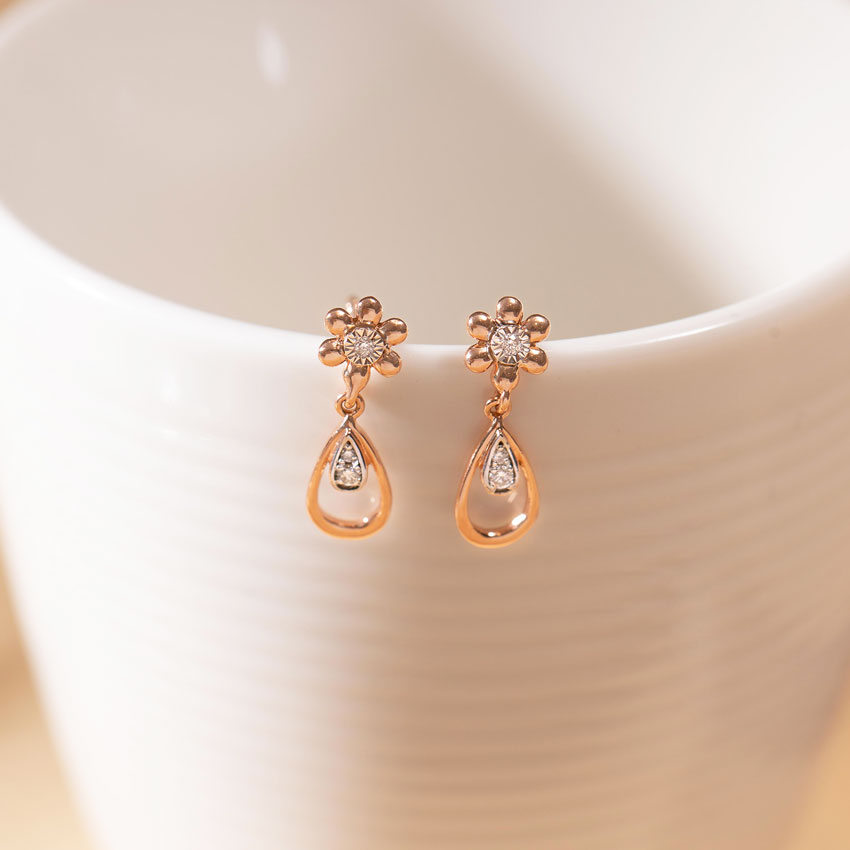 Diamond Earrings 14 Karat Rose Gold Sophia Diamond Drop Earrings