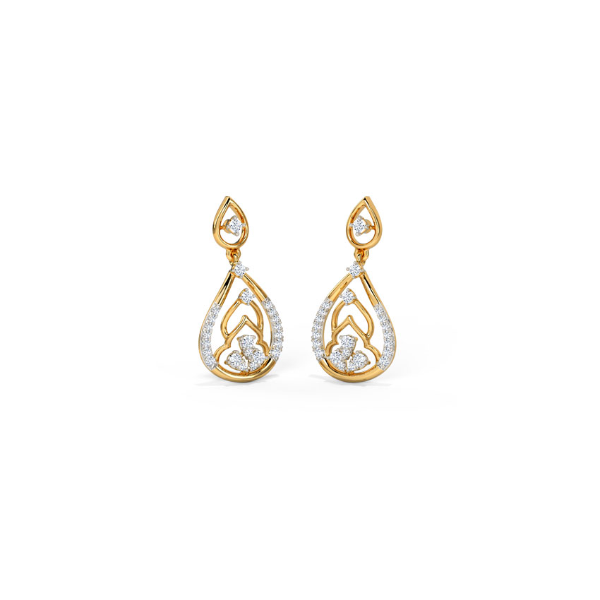 Diamond Earrings 14 Karat Yellow Gold Binaisha Diamond Drop Earrings