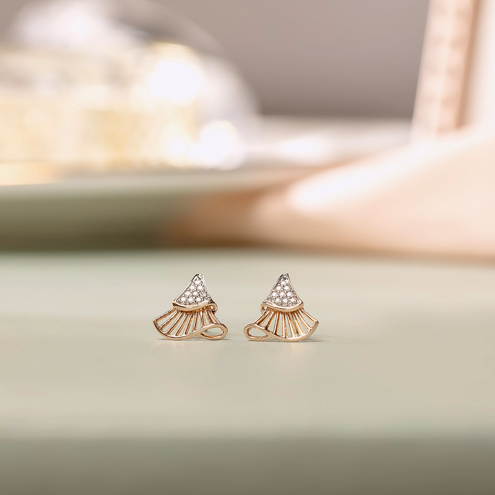 Diamond Earrings 18 Karat Rose Gold Blissful Diamond Stud Earrings
