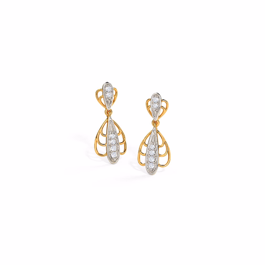 Diamond Earrings 14 Karat Yellow Gold Enchanting Diamond Drop Earrings