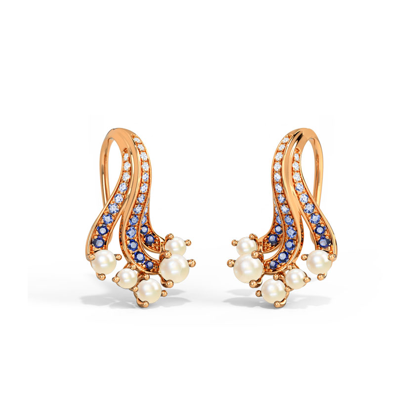 Diamond,Gemstone Earrings 14 Karat Rose Gold Ganora Wave Gemstone Drop Earrings