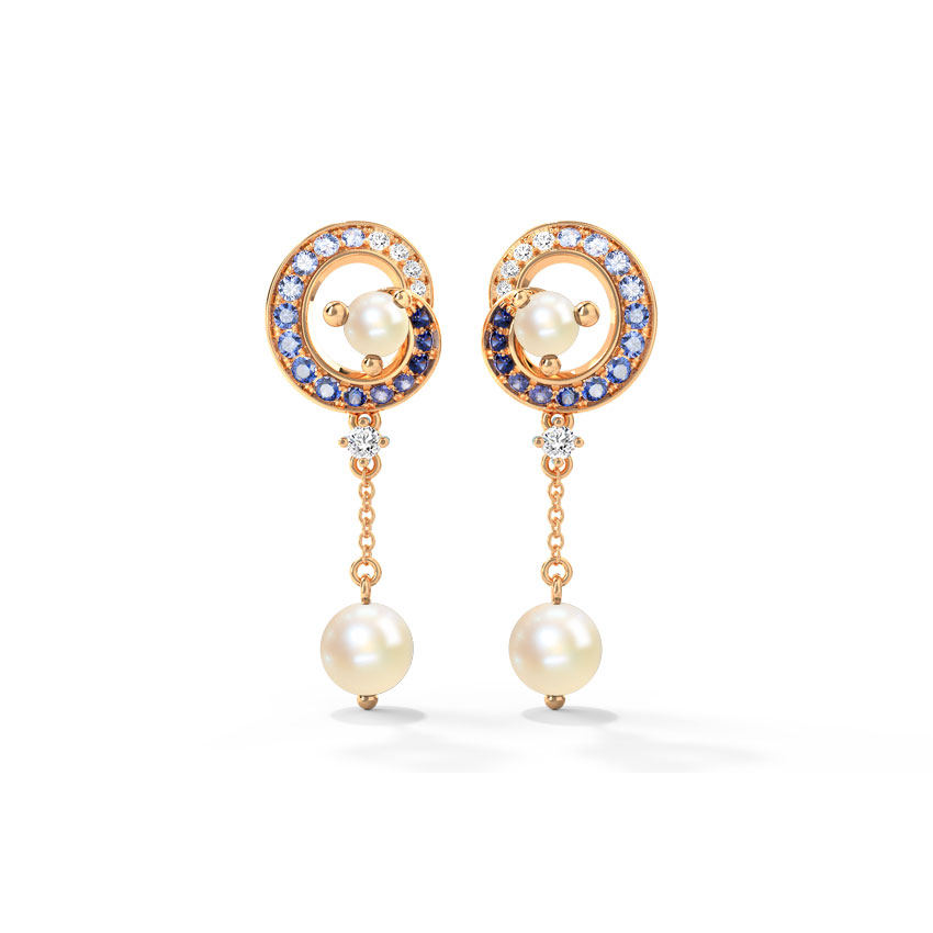 Diamond,Gemstone Earrings 14 Karat Rose Gold Laguna Gemstone Drop Earrings